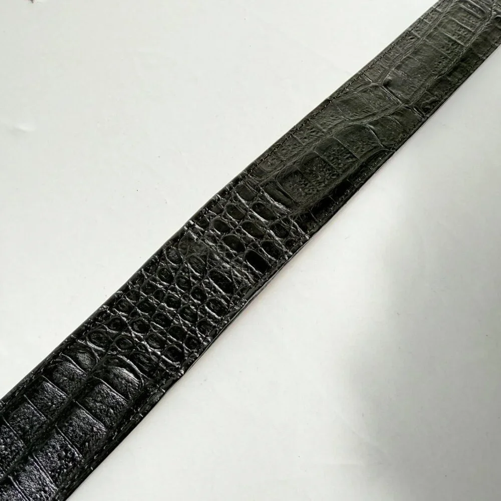 Rod Patrick Boots Mens Western Belt Genuine Black Caiman Leather Size 42